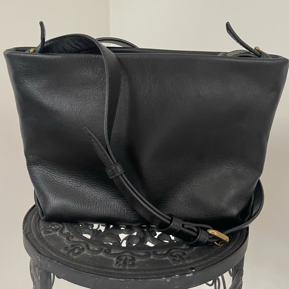 J Crew Oslo Soft Leather Crossbody Bag Purse Adjustable Strap Black EUC